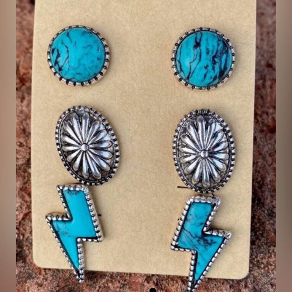 3 piece turquoise earring set